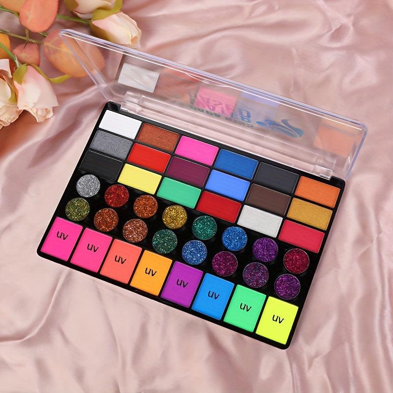42 Colors Water Soluble Body Paint UV Glitter Set