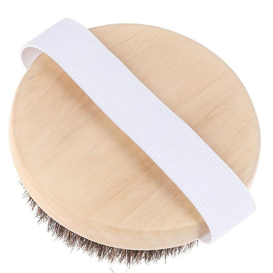 Wooden Body Brush Natural Horse Hair Massage Soft Scrubber