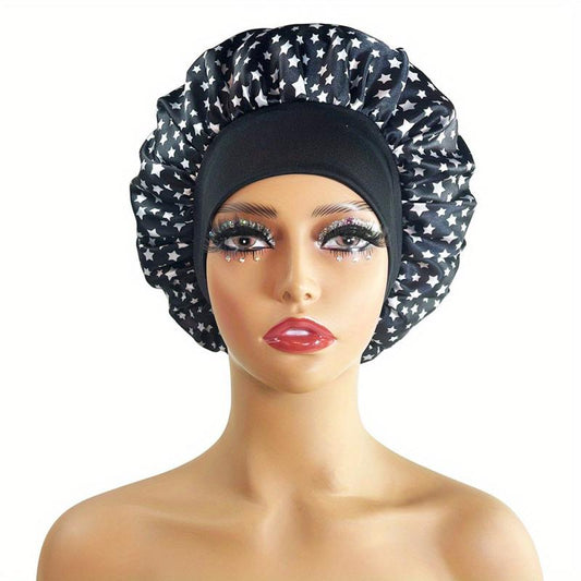 Waterproof Satin Bonnet Night Sleeping Cap Elastic Band for Women