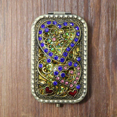 Antique Compact Cosmetic Mirror Metal Portable Foldable Princess Mirror