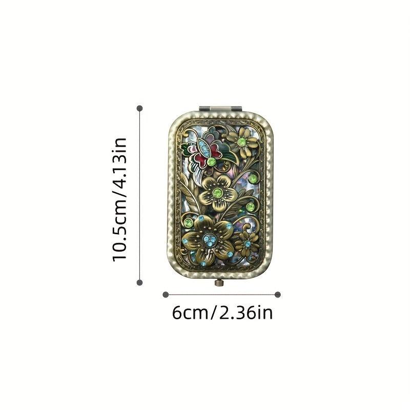 Antique Compact Cosmetic Mirror Metal Portable Foldable Princess Mirror