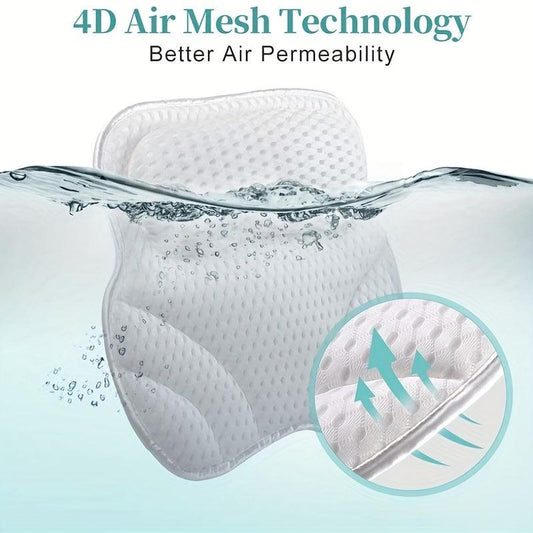 4D Air Mesh Bathtub Pillow for Neck and Back Support