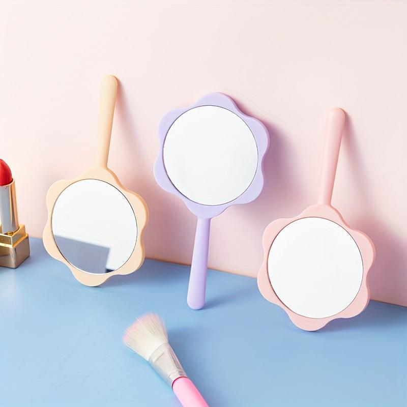 Small Floral Hand Mirror for Makeup & Skincare