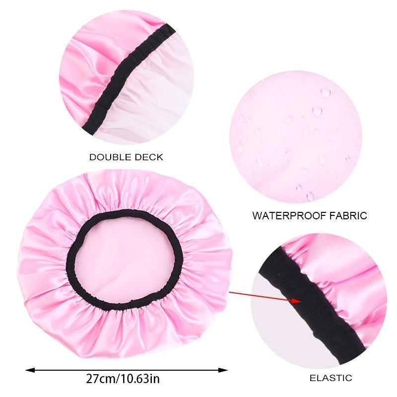 Waterproof Double Layer Shower Cap for Women - Adjustable & Reusable
