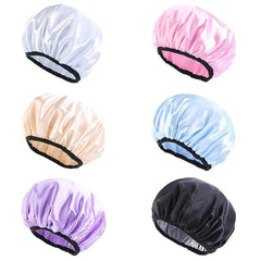 Waterproof Double Layer Shower Cap for Women - Adjustable & Reusable