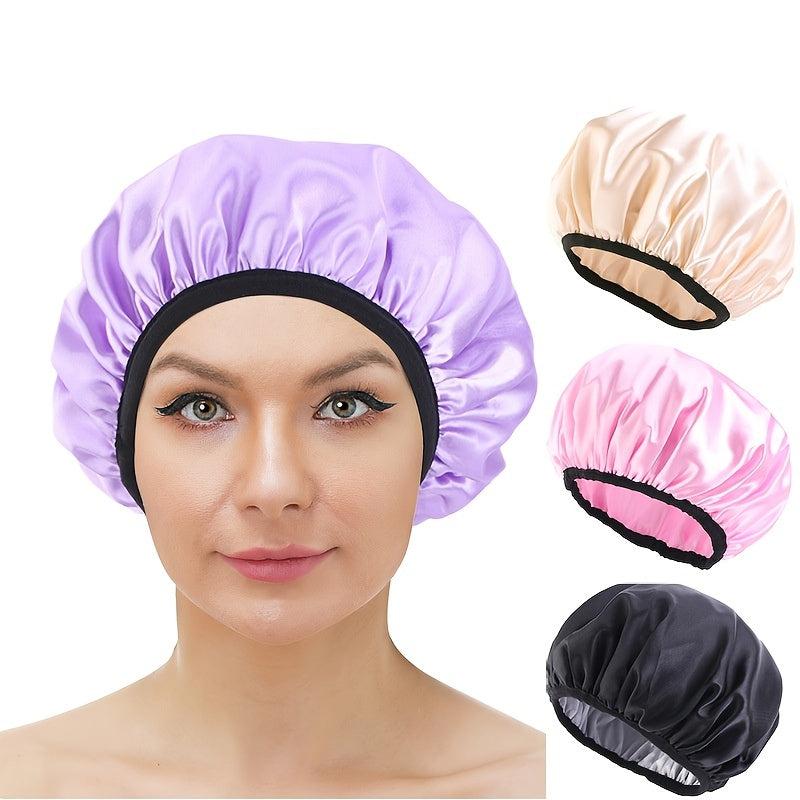 Waterproof Double Layer Shower Cap for Women - Adjustable & Reusable