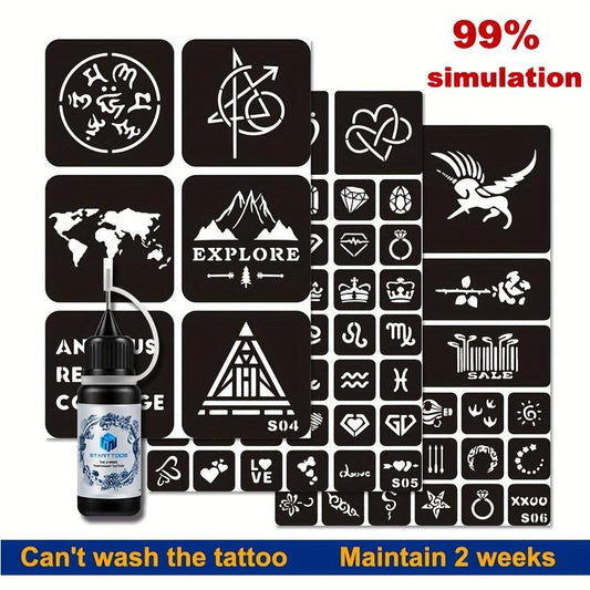 3 Sheets A4 Hollow Tattoo Stencil Juice Tattoo Dye Paste Semi permanent