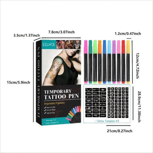 Temporary Tattoo Pen Set Face Body DIY Makeup Halloween