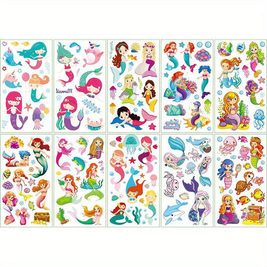 10 Pcs Unicorn Themed Party Cartoon Animal Tattoo Sticker