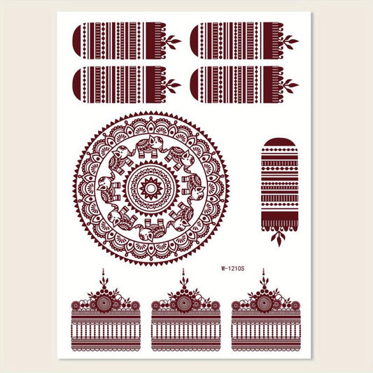 Vintage Vermilion Tattoo Stickers for Hands and Legs