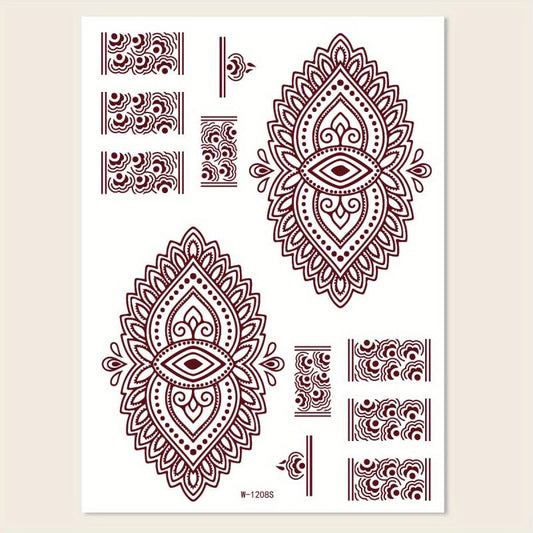 Vintage Vermilion Tattoo Stickers for Hands and Legs