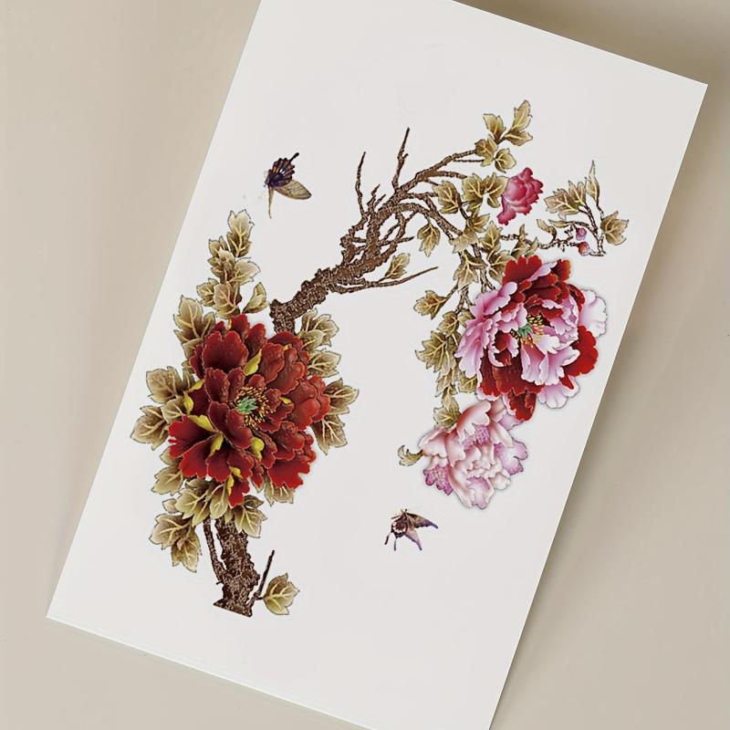 5 Waterproof Peony Flower Temporary Tattoo Arm Stickers Men Women