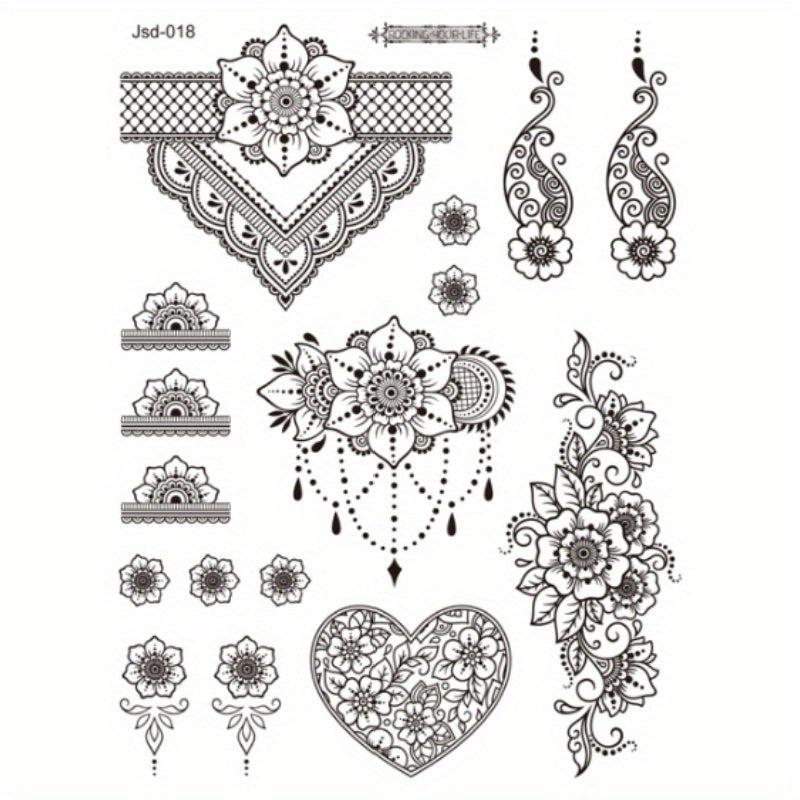 Dark Butterfly Plant Tattoo Stickers Waterproof Realistic Temporary Tattoo