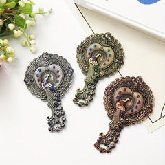 Vintage Mirror Comb Set Peacock Embossed Vanity Makeup Mirror