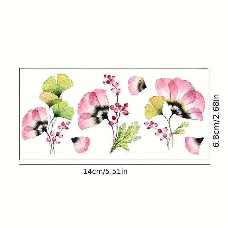 12 Pieces X RAY Flower Temporary Waterproof Tattoo Stickers For Women