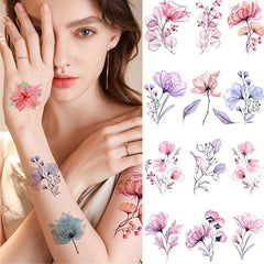 12 Pieces X RAY Flower Temporary Waterproof Tattoo Stickers For Women