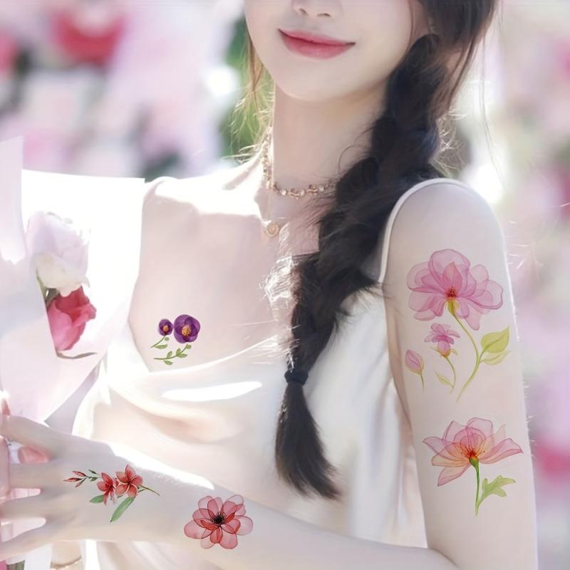 12 Pieces X RAY Flower Temporary Waterproof Tattoo Stickers For Women