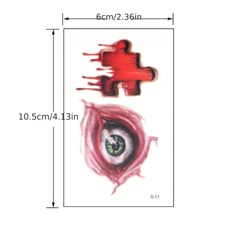 Halloween Horror Tattoo Stickers 30 Pieces Waterproof Realistic Stickers