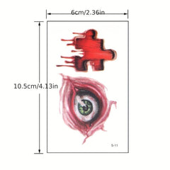 Halloween Horror Tattoo Stickers 30 Pieces Waterproof Realistic Stickers
