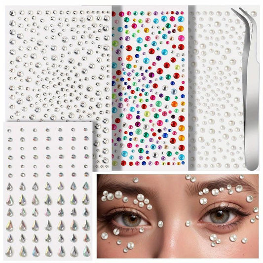 4 PCS Self Adhesive Face Rhinestones Makeup Jewelry Set