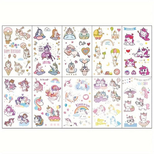 10 Pcs Butterfly Dinosaur Unicorn Tattoo Stickers for Boys Girls
