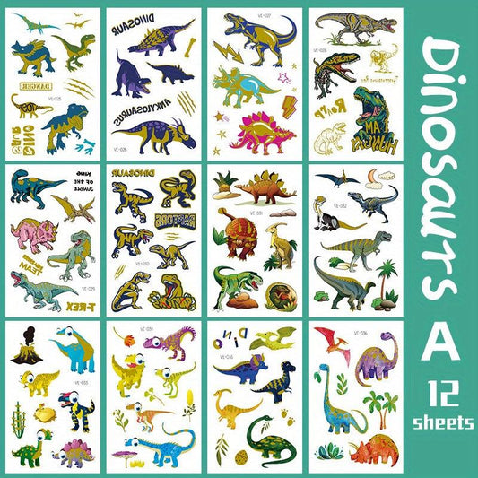 Glitter Dinosaur Temporary Tattoos Bronzing Dinosaur Waterproof 100 Styles