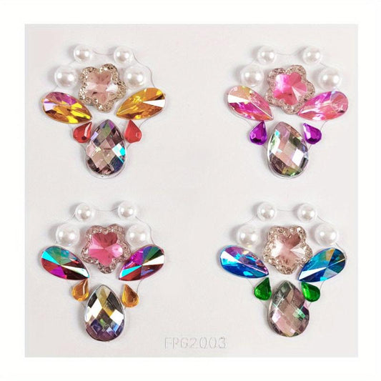 Rhinestone Crystal Face Makeup Patches for Girls - Stage & Special Occasions