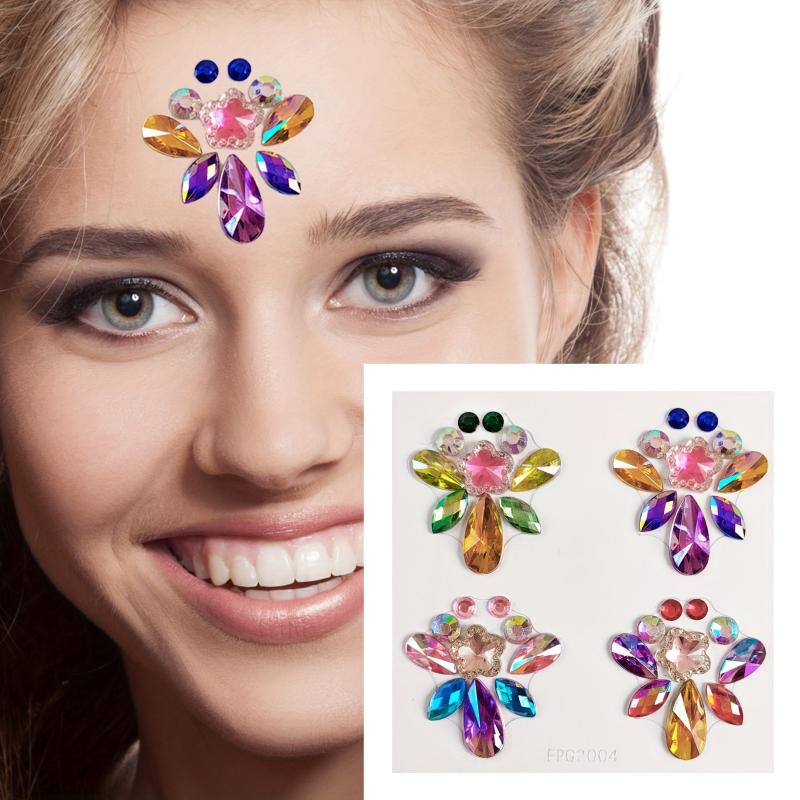 Rhinestone Crystal Face Makeup Patches for Girls - Stage & Special Occasions