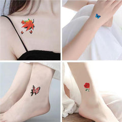 30 Sheets Butterfly Rose Flower Feather Temporary Tattoos