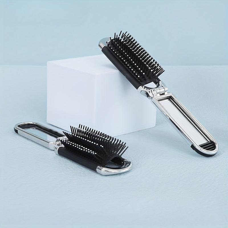 Portable Folding Hairbrush Mirror Set Airbag Massage Comb Small Makeup Mirror