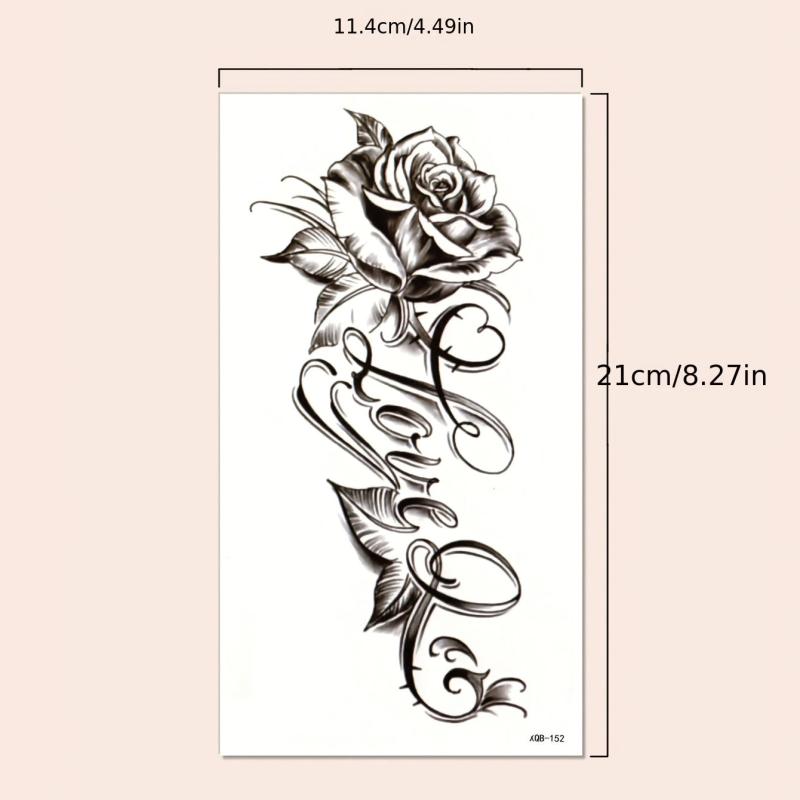 Rose Flower Love Tattoo Sticker Waterproof Temporary Tattoo