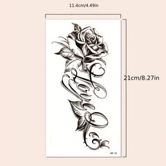 Rose Flower Love Tattoo Sticker Waterproof Temporary Tattoo