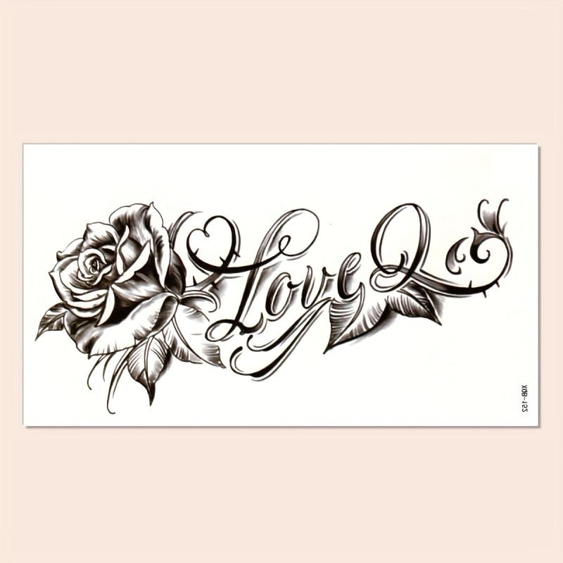 Rose Flower Love Tattoo Sticker Waterproof Temporary Tattoo