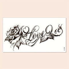 Rose Flower Love Tattoo Sticker Waterproof Temporary Tattoo