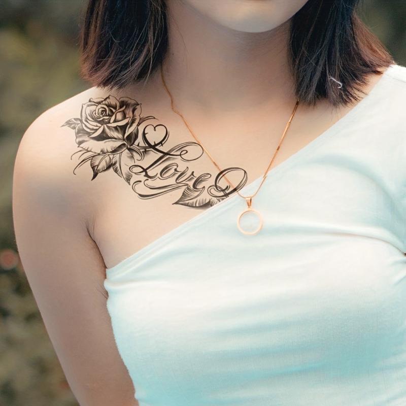 Rose Flower Love Tattoo Sticker Waterproof Temporary Tattoo