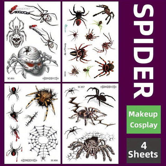Realistic 3D Spider Temporary Tattoo Stickers for Halloween