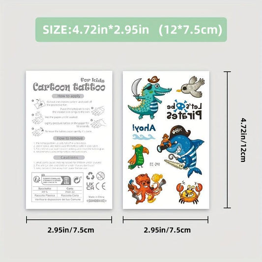 Shark Temporary Tattoos 12 Sheets Body Stickers for Ocean Sea Themed Party