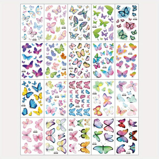 Glitter Butterfly Tattoo Stickers for Face Eyes Fingers Nails