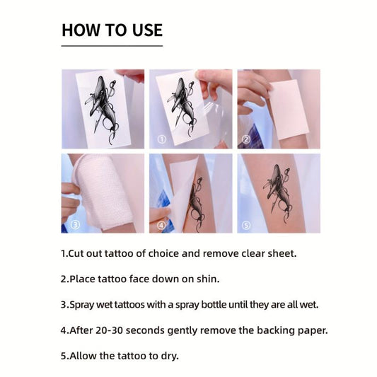 Large Temporary Tattoo Eagles Snake Serpent Feather Arm Chest Leg Sticker