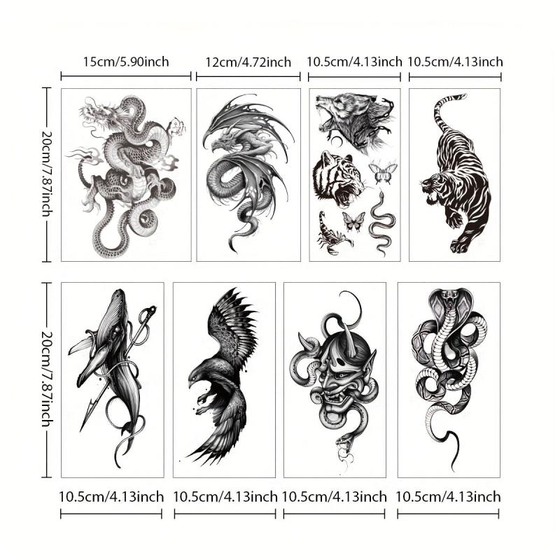 Large Temporary Tattoo Eagles Snake Serpent Feather Arm Chest Leg Sticker
