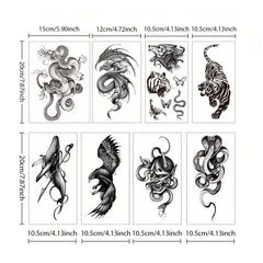 Large Temporary Tattoo Eagles Snake Serpent Feather Arm Chest Leg Sticker