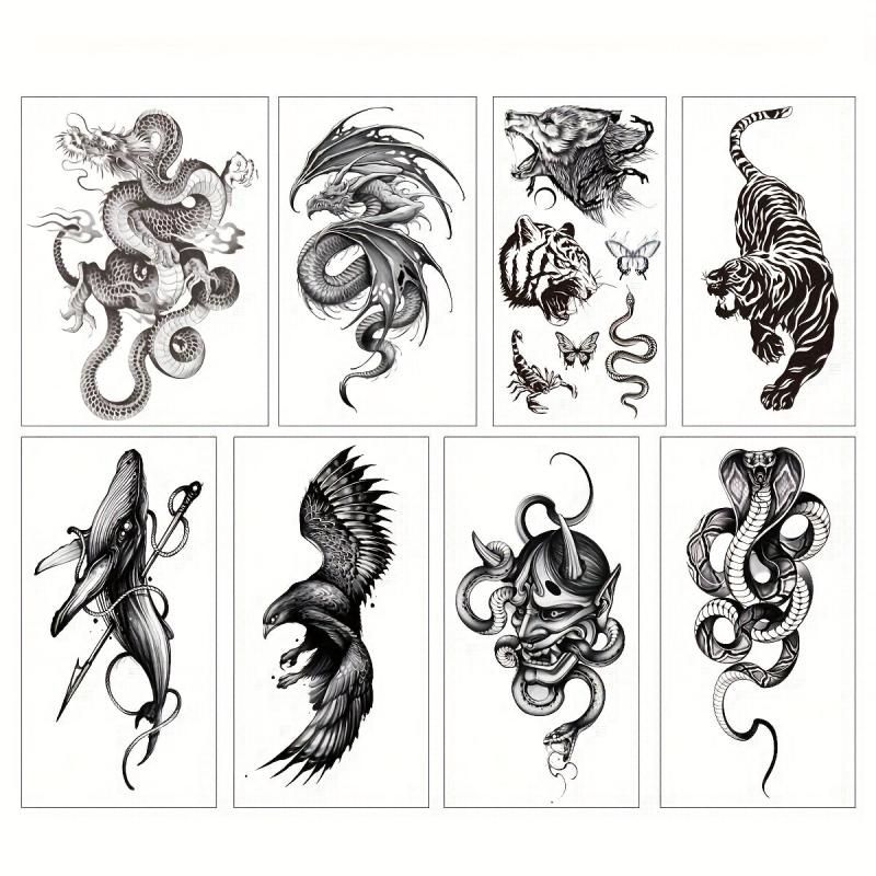 Large Temporary Tattoo Eagles Snake Serpent Feather Arm Chest Leg Sticker