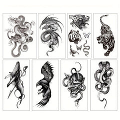 Large Temporary Tattoo Eagles Snake Serpent Feather Arm Chest Leg Sticker