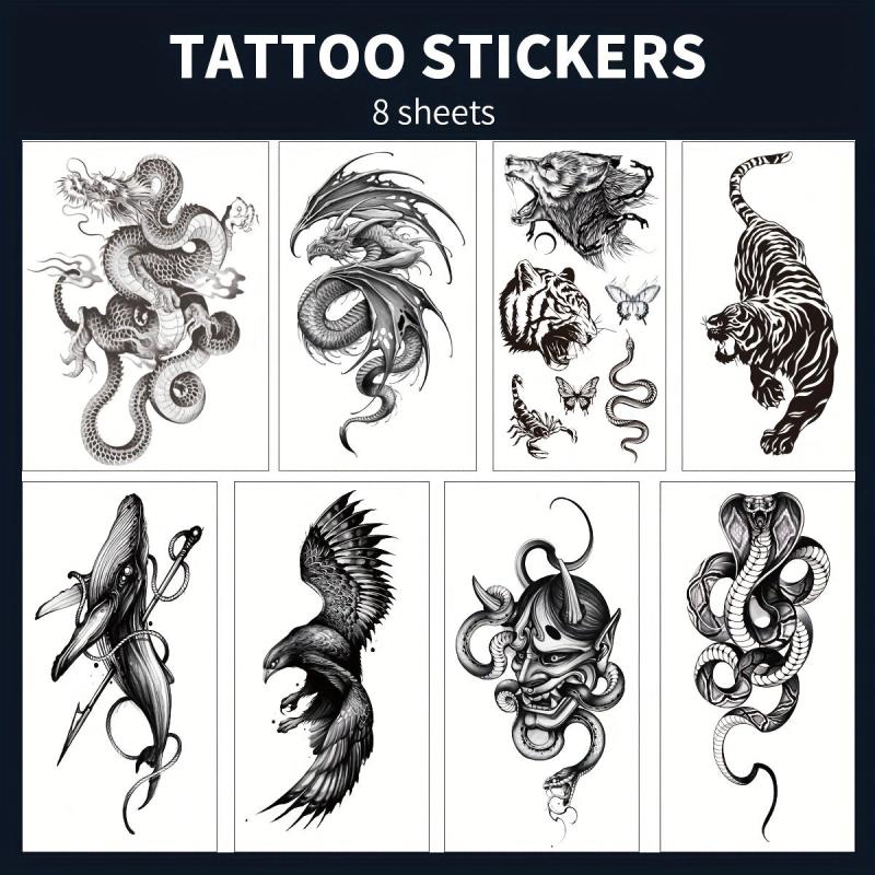Large Temporary Tattoo Eagles Snake Serpent Feather Arm Chest Leg Sticker