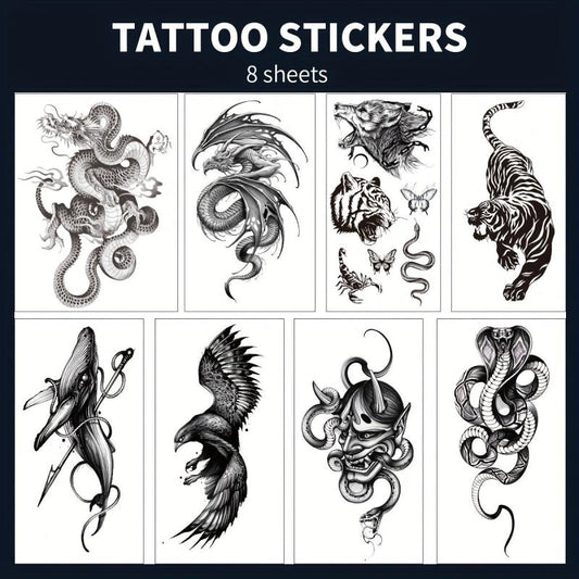 Large Temporary Tattoo Eagles Snake Serpent Feather Arm Chest Leg Sticker
