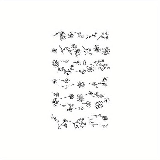 Waterproof Temporary Tattoo Small Line Flower Lovely Leaves Body Art
