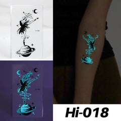 Waterproof Luminous Temporary Tattoos Music Party Planet Pattern