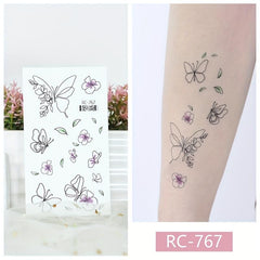 9 Pcs Realistic Butterfly Flower Tattoo Stickers For Women