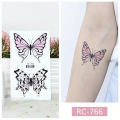9 Pcs Realistic Butterfly Flower Tattoo Stickers For Women