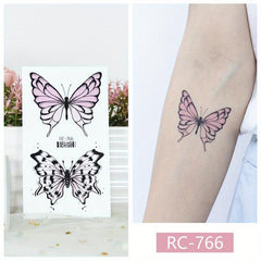 9 Pcs Realistic Butterfly Flower Tattoo Stickers For Women